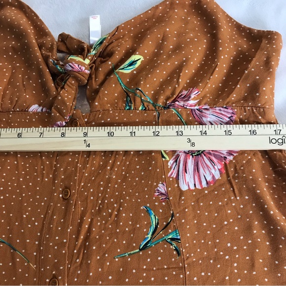 Xhilaration Asymmetrical Dress Women’s Size L Color Brown Print Floral Pullover - Picture 6 of 13